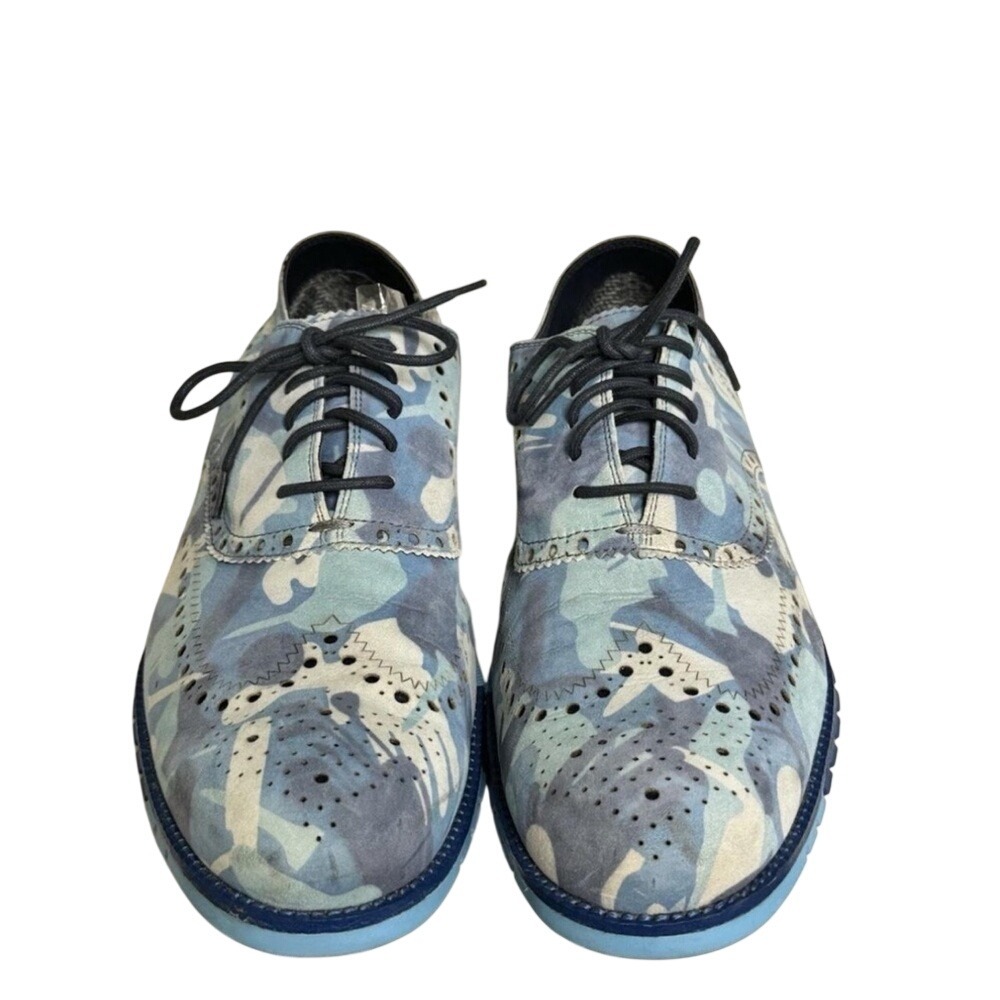 Cole Haan Zerogrand Blue Camo Golf Cleats Bill Murray Custom Made Wingtip Shoes